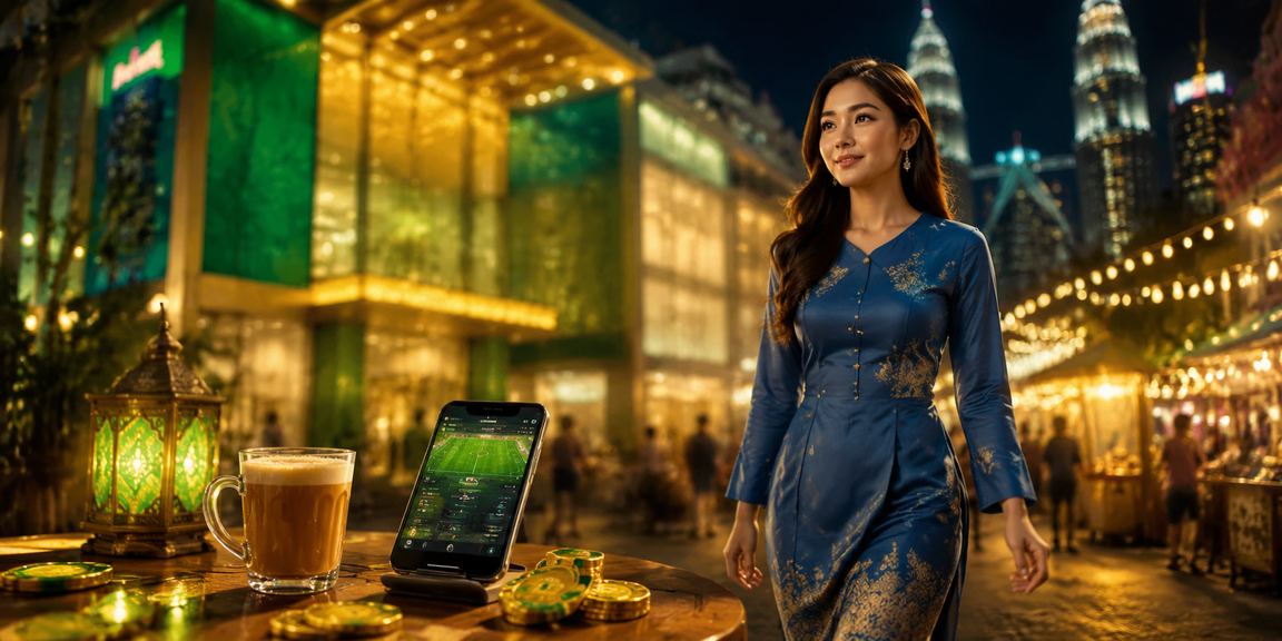 Pemain berbaju kurung mengakses jackpot slot melalui telefon pintar di Kuala Lumpur