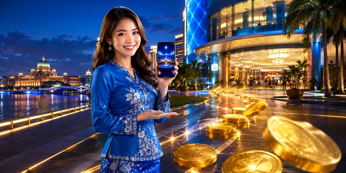A user in baju kurung in Putrajaya accessing popular casino games through the 4080 mobile app